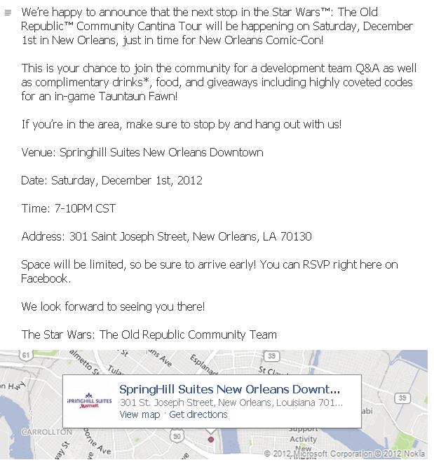 swtor Community Cantina Tour – New Orleans LA